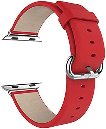 Colors for Apple Watch Bands 42mm and 38mm, Calf Leather Replacement Band/Strap with Stainless Steel Clasp for iWatch Series 0 1 2 Sport and Edition Versions 2015 2016 2017. (Red)