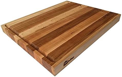 HomeProShops 1-1/2" x 15" x 19" Wood Butcher Block Cutting Board w Juice Groove Channel 1 Side - Solid Maple w Mineral Oil Applied
