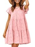 Miessial Women's Summer Embroidery Round Neck Mini