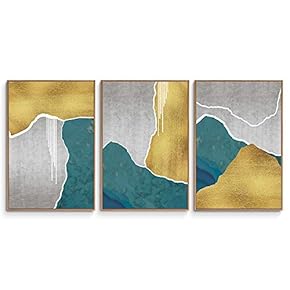 3 Piece Framed Canvas Wall Art Abstract Mountain Canvas Prints Home Artwork Decoration for Living Room,Bedroom - 16"x24"x3 Panels