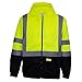 H9012 Men's ANSI Class 3 High Visibility Sweatshirt, Full Zip Hooded, Black Bottom (3XL)