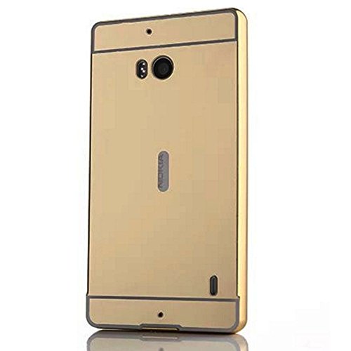 Nokia Lumia Icon 929 / 930 Case, Silverback(TM) Luxury Metal Air Aluminum Bumper Detachable + Mirror Hard Back Case 2 in 1 Cover Ultra-Thin Frame for Nokia Lumia Icon 929 / 930 -Gold