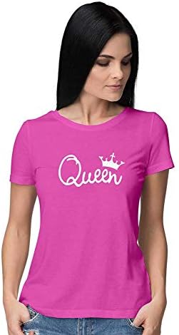 Mobicture Printed T-Shirt for Women | Girl's Queen Funny Quote T-Shirt | Half Sleeve T-Shirt | Round Neck T Shirt | 100% Cotton T-Shirt