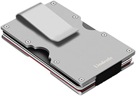 Lindenle Mens Minimalist Metal Wallet Aluminum Credit Card Holder Money Clip (Silver)