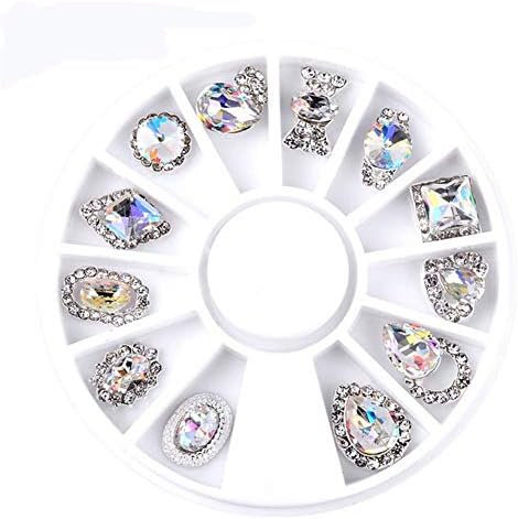 MISMXC 12 Pcs/Box Rhinestone Nail Art Decoration Glitter Charming Shiny Faux Gem 3D DIY Nail Art Tips (A)