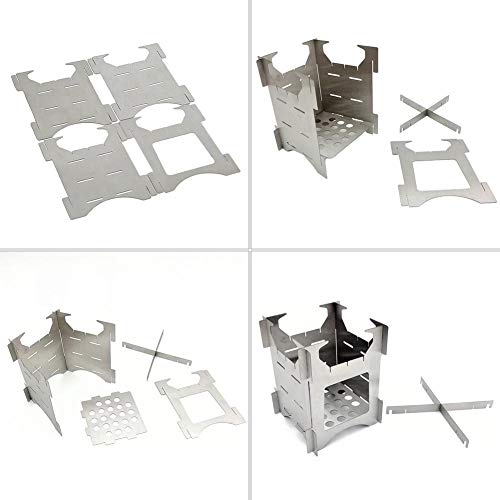 S WIDEN ELECTRIC Portable Foldable Camping Stove, Backpacking Stove, Stainless Steel Firewood Burning Card Furnace for Outdoor Picnic BBQ Camp Hiking Cooking