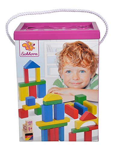Eichhorn 100 bunte Holzbausteine in Aufbewahrungsbox und Sortierdeckel, FSC 100% zertifiziertes Buchenholz… – Bild 3