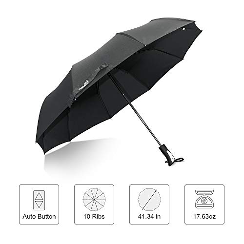 ATOFUL Automatic Travel Umbrella Windproof- Compact Auto Open Close Folding Business Umbrellas with Case, UV 50+ UPF Protection Canopy Gift For Women Men - Thumbnail 4
