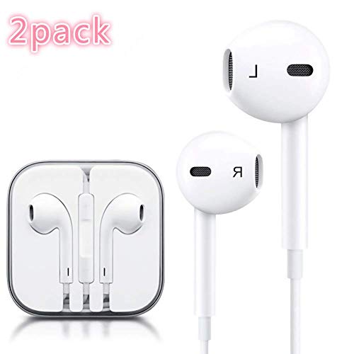 Bugattl Earbuds Stereo Music Headphones Noise Canceling Sport Comfortable Earphones Compatible with 3.5 mm Headphone 2Pack (White)