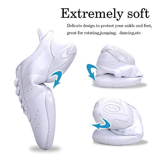 Smapavic Cheer Shoes Women White Cheerleading Dance Shoes Fashion Sneakers Tennis Athletic Sport Training Shoes for Gilrs White 9 B (M) US