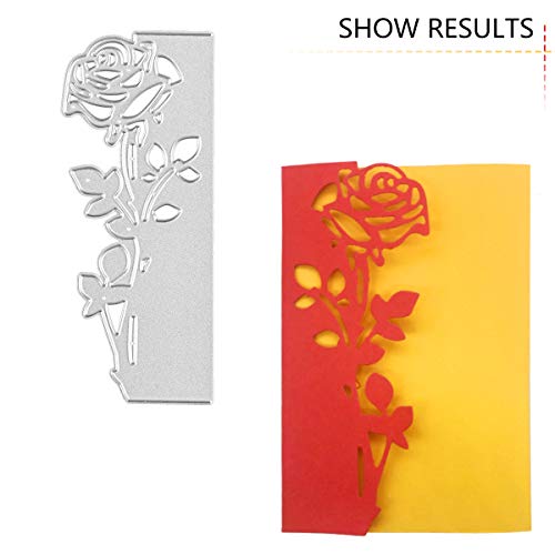 4 Pack Metallic Cutting Dies Embossing Dies Stencil Include Love, Rose Flower, Tulip Flower, Lace Shape for Scrapbooking Card Making DIY Crafts
