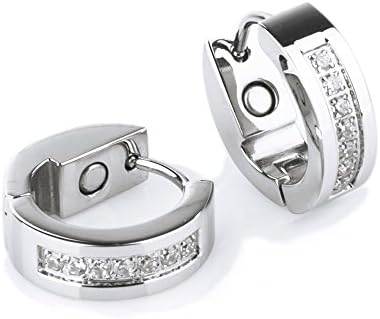 Woophen Fashion and Beautiful Silvering Rhinestones Hoop Stud Earrings &amp; Nice Gifts For Women