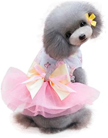 Yeefant Spring and Summer Adorable Cotton Dog Dress Clothes Puppy Grid Skirt Apparel for Small Medium Pets,Pink,XL