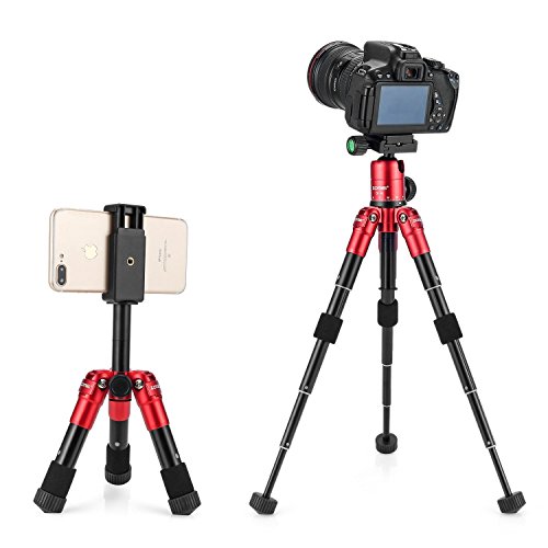ZOMEI Trepied Smartphone Pied Appareil Photo avec 360 Degrés Tête pour Appareil Photo et Smartphone Rouge