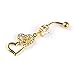 Lowpricenice(TM)Double Heart Belly Dangle Clear Navel Bar Gold Dangle Body Piercings