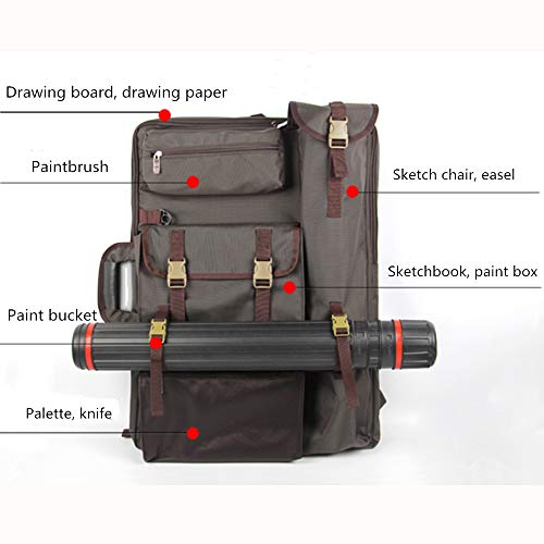 Tanchen 4K Waterproof Artist Portfolio Carry Shoulder Bag Multifunctional Drawboard Bags for Drawing Sketching Painting (Coffee)