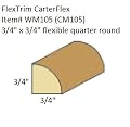 Item # WM105 (CM105): 3/4" x 3/4" flexible quarter round - 12' feet long
