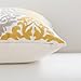 HWY 50 Mustard Yellow Decorative Throw Pillow Covers 18x18 Inch (1 Piece), Embroidered Cotton Farmhouse Cushion Cover Pillow Case for Sofa Couch Living Room Bed Bedroon, Floral Geometric