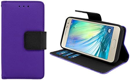 Samsung Galaxy A7 2016 Case, GADGETFARMER PU Leather Case With Built-in Credit Card Slots Magnetic Design Holders Flip Stand Folio Leather Case Cover (Purple)