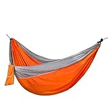 Parachute Nylon Hammock with Ropes & Carabiners - Military-Grade Outdoor Camping Equipment - Portable, Lightweight and Weather resistant - Great for Traveling, Backpacking, Park, Backyard