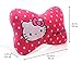 FINEX 2 pcs Set Hello Kitty Bone Head Neck Rest Pillow Cushion for Car Rose Red Pink & White Polka Dot Auto Accessories