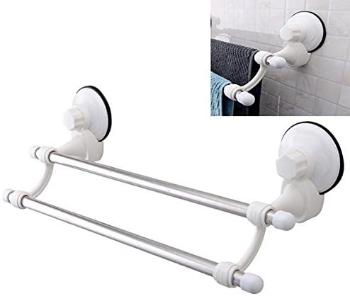 ThanaphatShop Bathroom Double Deck Towel Rack Clothes Storage Holder With Suction Cup