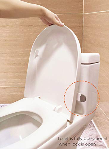 Universal Fit Safety Toilet Lock by Hombae, Adhesive Baby Proofing Device for The Toilet Seat Lid, Convenient Swing Mechanism for Easy One Hand Operatio, Durable and Discreet Design (1 Count)