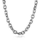 Trendsmax 2.5mm 10mm Stainless Steel Oval Rolo Link Chain Lobster Claw Clasps Necklace Silver Tone 18-36 Inch
