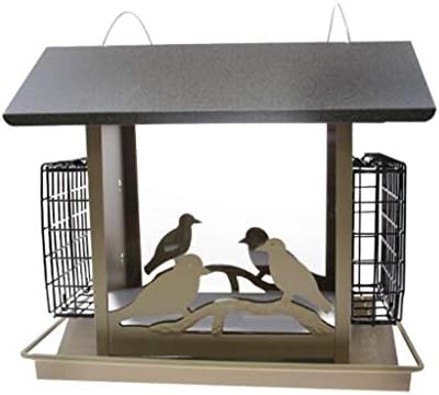 RUNWEI Wild Bird Feeder - Metal Hanging Bird Feeder for The Garden,Bird Feeder with Wall Bracket