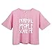 YITAN Women's Fashion Funny Tees Graphic Loose T shirt Cute Relaxed Split Crop Top