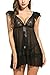 Avidlove Women Sexy Babydoll Two Pieces Nightwear Mesh Lace Lingerie Set Black XL