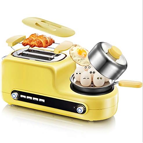 2 Slice Toaster, Multi-Function Breakfast Machine, Six-Speed Baking Spit Driver, Small Kitchen Appliances, Yellow (Including Dust Cover, Omelet)