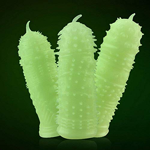Pangukaitian Reusable Thread Design Men's Luminous Condoms Different Sleeves Couples Dark Knight Condom Luminous Glows in Dark Condoms (Let her Climax) - Thumbnail 2