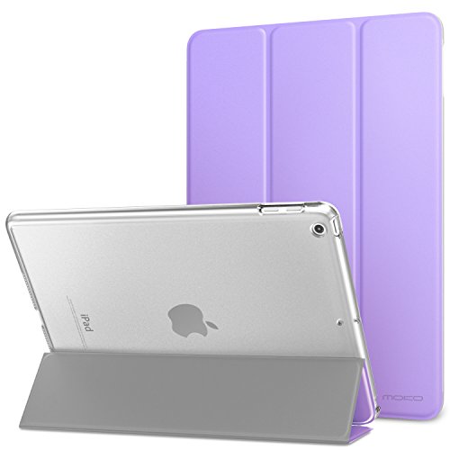 MoKo Case for New iPad 2017 9.7 Inch - Slim Lightweight Smart-shell Stand Cover with Translucent Frosted Back Protector for Apple All-New iPad 9.7" 2017 Tablet, Spring Lilac (Auto Wake / Sleep)