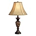 Home Source Industries LMP106 Traditional Cappuccino Table Lamp with Faux Marble Detail and Fabric Shade, 24.5-Inch Tall