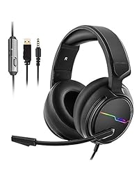 Jeecoo Stereo Gaming Headset for PS4, Xbox One S - Noise Cancelling Over Ear Headphones with Microphone - LED Light Soft Earmuffs Bass Surround Compatible with Xbox One PC Laptop Nintendo Switch Games