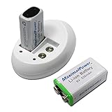 Maximal Power Combo 9V MaximalPower 9V Battery and Charger Pack of 2 9V li-ion Rechargebale Batteries
