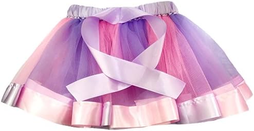 KEPATO Rainbow Tutu Skirt Girls Layered Rainbow Tutu Skirt Bow Birthday Party Halloween Cosplay Party