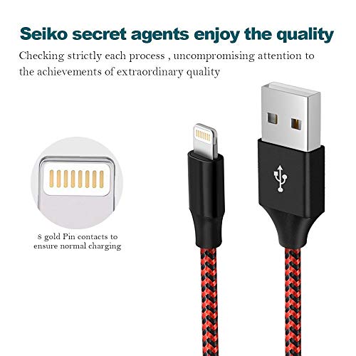 iPhone Car Charger Cables,15.5W 3.1A Rapid Dual Port USB Emergency Escape Hammer Car Charger Adapter+3FT iPhone Cable Compatible iPhone 5S/5,6/6S/6 Plus/6S Plus,8/7/7 Plus (BlackRed)