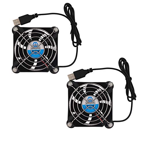 WINSINN 80mm USB Fan 5V for DIY PC Computer Case Receiver DVR Playstation Xbox Cooling - 0.27A 1.35W 2600+-10% RPM (Pack of 2Pcs)