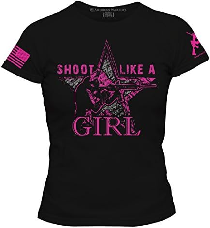 American Warrior Womens Shoot Like A Girl T Shirt XXX-Large Black