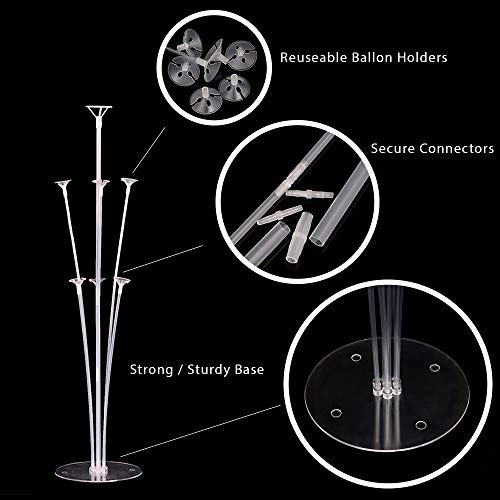 Joyvano Balloon Stand Kit - 6-Pack Balloon Holder Stand Set - Reusable Balloon Holders with Connectors - Ideal Table and Floor Centerpieces - Wide Sturdy Base - Instructions Included