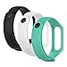 Seltureone [3 Pack] Solid Color Silicone Bands Compatible for Samsung Galaxy Fit E 2019- Black+White+Cyan