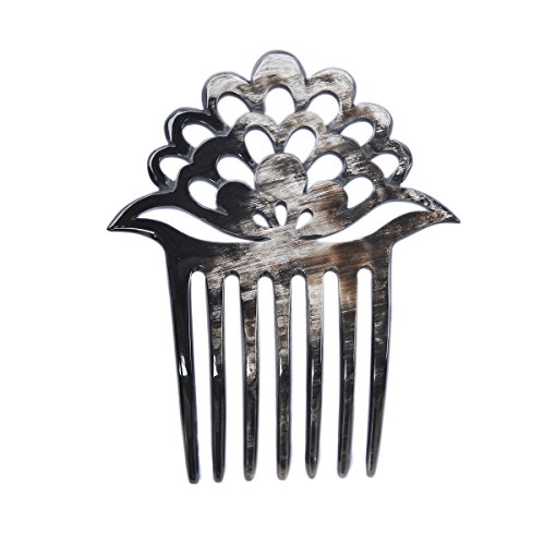 Marycrafts lotus flower buffalo horn 7 prongs hair fork, hair sid…