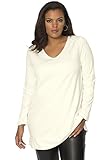 Roamans Women's Plus Size Ponte Drape V Neck Tunic