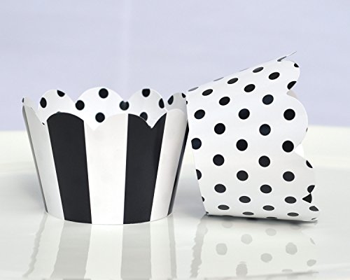 Black and white cupcake wrappers for weddings, graduati…