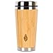 Wood Travel Insulated Coffee Cup | Stainless Steel Bamboo Mug with Lid | Cool Coffee Mugs for Men, Women | Unique Gift | 100% Eco-Friendly and Eco-Safe, 14 Ounces / 480 ml