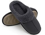 HomeTop Men's & Women's Micro Suede Plush Fleece Lined Slip On Memory Foam Indoor Clog House Slippers