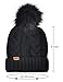 Womens Pom Pom Beanie Winter Hat Stretch Soft Knit Skull Ski Cap, Best Gifts for Birthday, Holiday Black