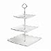 WINCANG 3-Tier Porcelain Square Lace Stacked Party Cupcake and Dessert Tower -White Cake Stand (White)